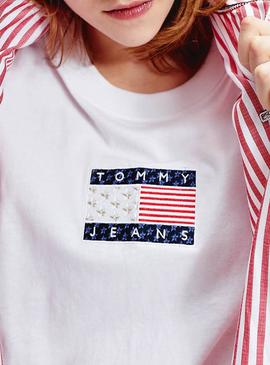 Camiseta Tommy Jeans Star Americana Blanco Mujer