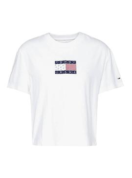 Camiseta Tommy Jeans Star Americana Blanco Mujer