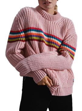 Jersey Superdry Neon Stripe Rosa Para Mujer
