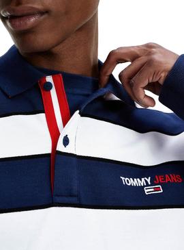 Polo Tommy Jeans Stripes Azul y Blanco para Hombre