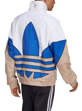 Cazadora Adidas Big Trefoil Blanco y Azul Hombre