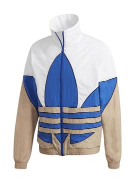 Cazadora Adidas Big Trefoil Blanco y Azul Hombre