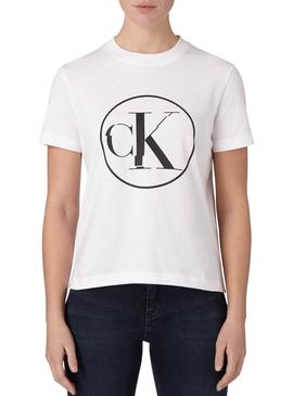 Camiseta Calvin Klein Jeans Circle Blanco Mujer