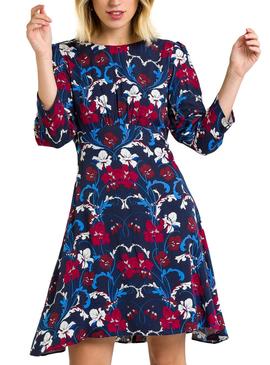 Vestido Naf Naf Fluido Azul de Flores Para Mujer