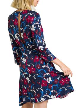 Vestido Naf Naf Fluido Azul de Flores Para Mujer