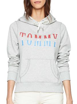 Sudadera Tommy Jeans Logo Hoodie Gris