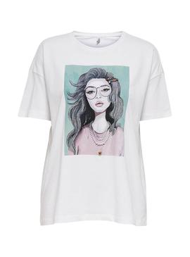 Camiseta Only Piber Blanco para Mujer