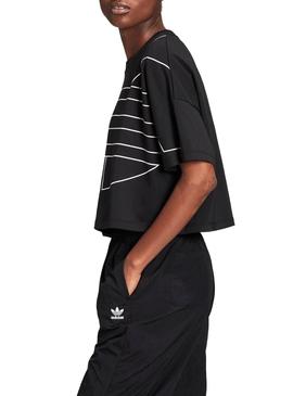 Camiseta Adidas Big Trefoil Crop Negro para Mujer