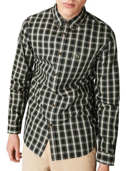 Camisa Lacoste Oxford Cuadros Verde para Hombre
