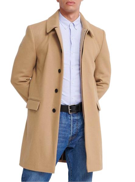 Parche intervalo compañero Abrigo Superdry Wool Camel para Hombre