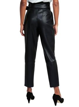 Pantalon Naf Naf Polipiel Negro para Mujer