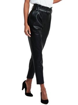 Pantalon Naf Naf Polipiel Negro para Mujer