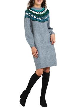 Vestido Naf Naf Jacquard Gris para Mujer