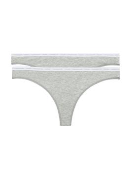 Tanga Calvin Klein Pack 2 Gris para Mujer