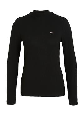 Jersey Tommy Jeans Mock Negro para Mujer