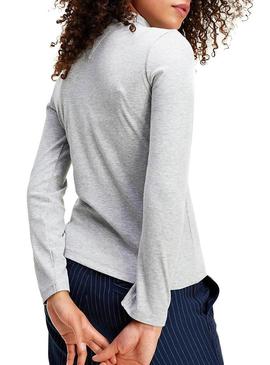 Jersey Tommy Jeans Mock Gris para Mujer