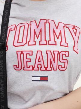 Camiseta Tommy Jeans Collegiate Gris para Mujer