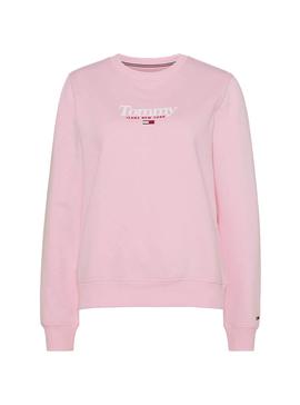 Sudadera Tommy Jeans Essential Logo Rosa Mujer