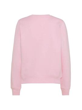 Sudadera Tommy Jeans Essential Logo Rosa Mujer