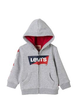 Sudadera Levis Zipper Bat Gris Niño