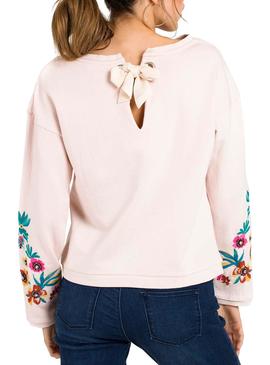 Sudadera Naf Naf Bordados Rosa Mujer