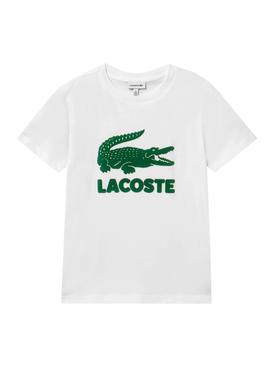 Camiseta Lacoste Basic Croco Blanco para Niño
