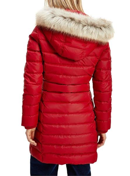 Araña de tela en embudo Exitoso Malabares Abrigo Tommy Hilfiger Hooded Down Rojo para Mujer