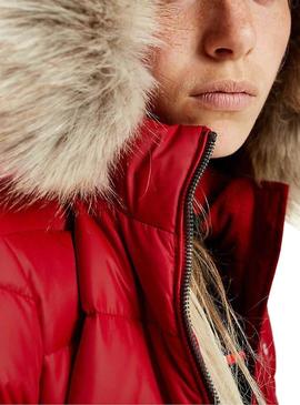 Abrigo Tommy Hilfiger Hooded Down Rojo para Mujer