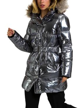 Parka Naf Naf Efecto Metalizado para Mujer