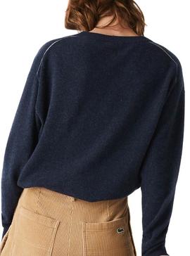 Jersey Lacoste Cuello Pico Marino para Mujer