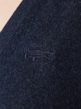 Jersey Lacoste Cuello Pico Marino para Mujer