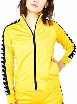 Chaqueta Kappa Wanniston Slim Banda Amarillo Mujer