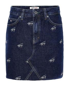Falda Tommy Jeans Logos Marino para Mujer