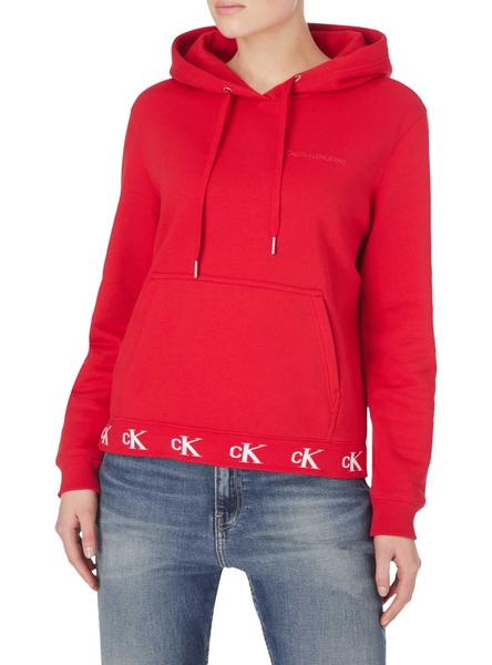 Sudadera Calvin Klein Logo Trim Rojo para Mujer