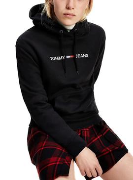 Sudadera Tommy Jeans Linear Logo Negro para Mujer