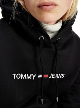 Sudadera Tommy Jeans Linear Logo Negro para Mujer