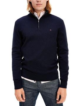 Jersey Tommy Hilfiger Zip Mock Azul Marino Hombre