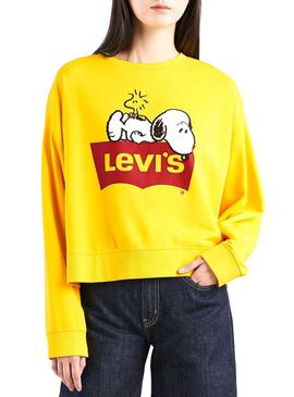 Sudadera Levis Snoopy Peanuts Amarillo Mujer