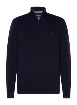 Jersey Tommy Hilfiger Zip Mock Azul Marino Hombre