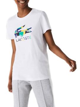 Camiseta Lacoste Sport Block Croc Blanco Mujer