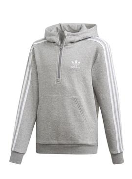 Sudadera Adidas Halfzip Hoodie Gris para Niños 