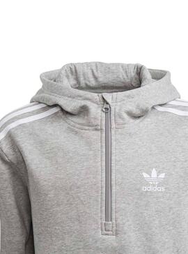 Sudadera Adidas Halfzip Hoodie Gris para Niños 