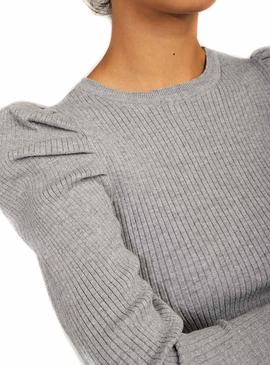 Jersey Naf Naf Hombros Abullonados Gris Para Mujer