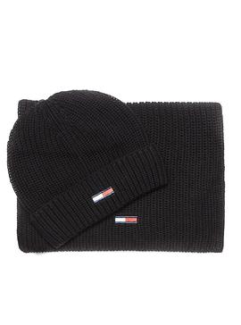 Gorro y Bufanda Tommy Jeans Basic Rib Negro 