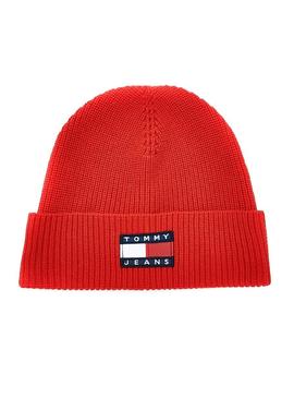 Gorro Tommy Jeans Heritable Rojo para Hombre Mujer