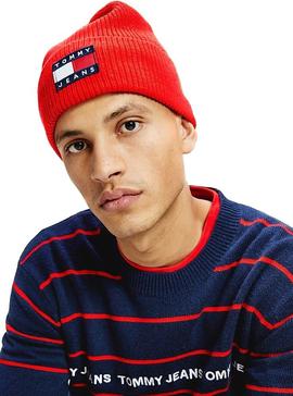 Gorro Tommy Jeans Heritable Rojo para Hombre Mujer