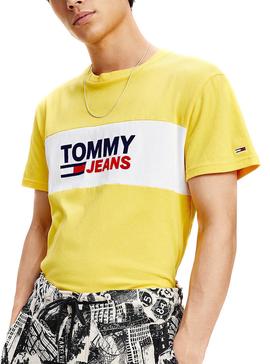 Camiseta Tommy Jeans Pieced Band Amarillo Hombre