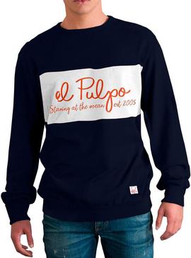 Sudadera El Pulpo Paneles Marino Para Hombre