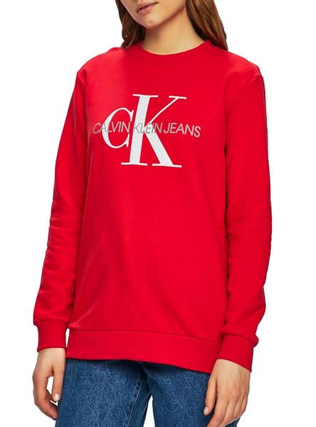 Enseñando Copiar periscopio Sudadera Calvin klein Monogram Logo Rojo Mujer