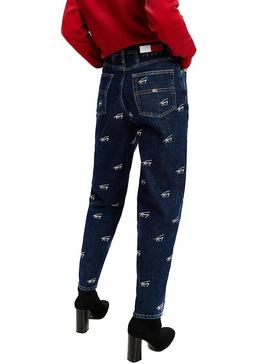 Pantalón Tommy Jeans Logos Marino para Mujer